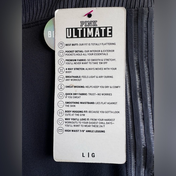 NWT Victoria’s Secret PINK Ultimate High Waist 7/8 Ankle Leggings Large - Picture 6 of 12